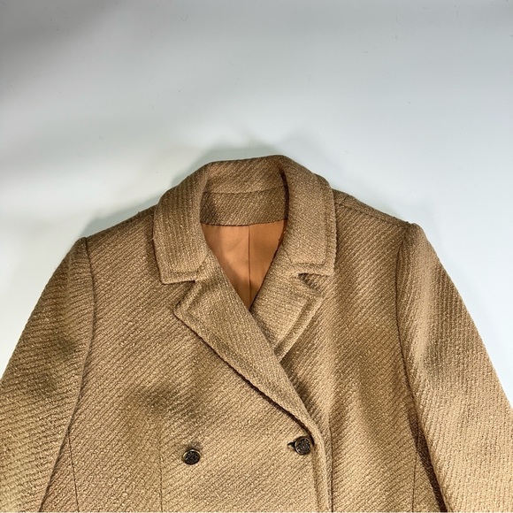 Bardley vintage wool blend peacoat tailored double breasted camel coat medium - Picture 4 of 15